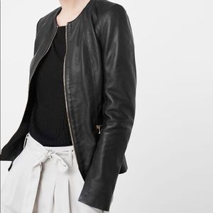 NWOT Mango Flared-Sleeve Leather Jacket